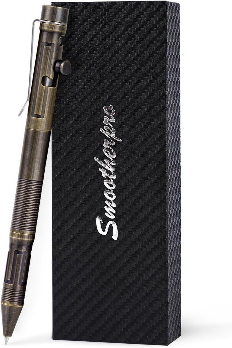 SMOOTHERPRO قلم بولت وزني، قلم نحاسي بوزن 54 جرام مع طرف جرافيت، متوافق مع إعادة تعبئة Pilot G2، تصميم صناعي عتيق لهدايا المكتب، مجموعات ستيمبانك، باركنسون، التهاب المفاصل، أسود - Image 1